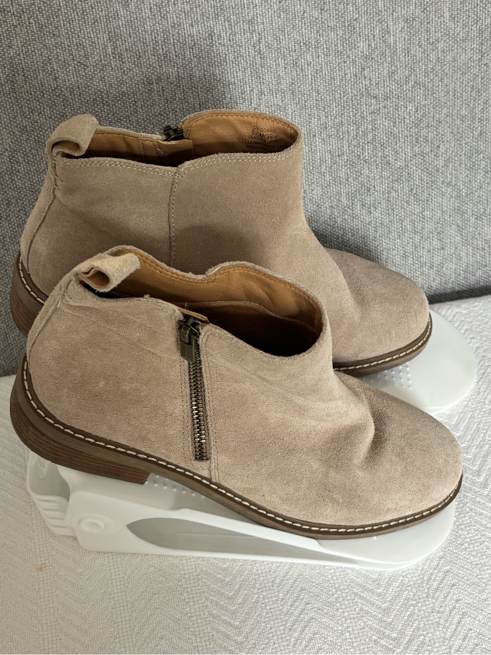 Crown Vintage Taupe Suede Ankle Booties - Side Zip - Picture 3 of 10